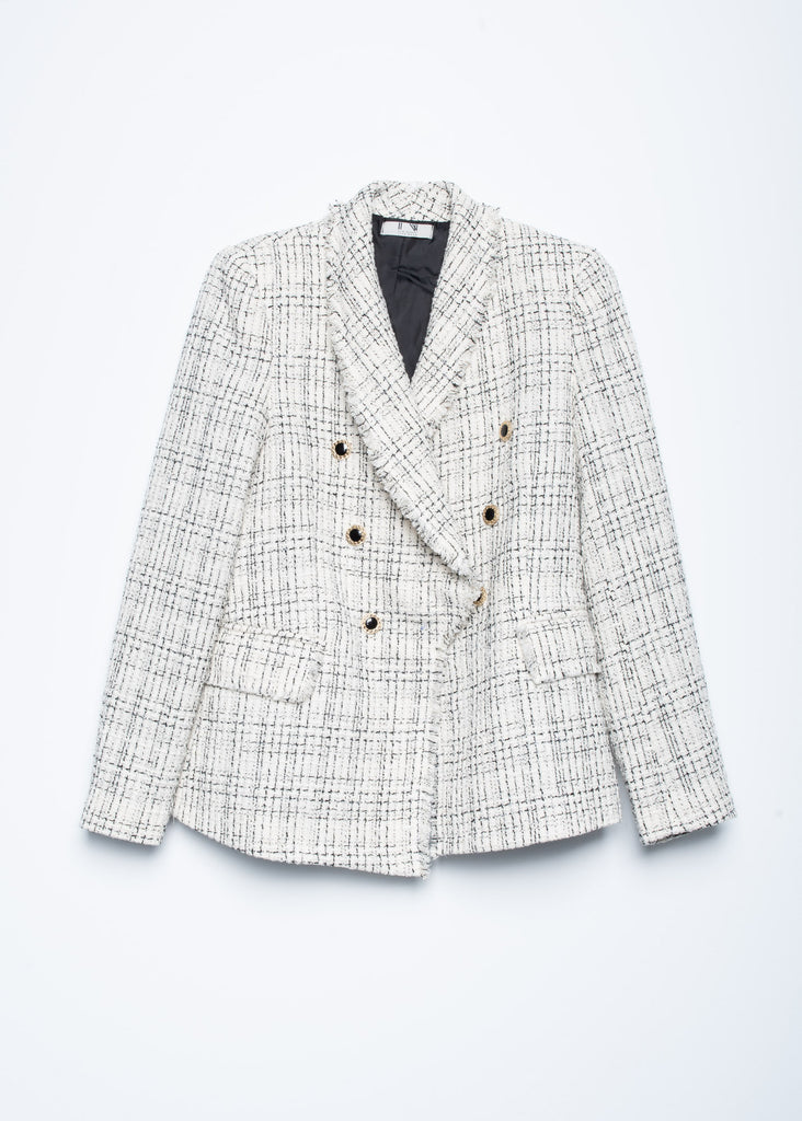 Blazer tweed contraste